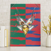 Mexico And Korean Football Canvas Wall Art Split Flag Golden Trophy Grunge