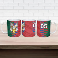 Custom Mexico And Korean Football Ceramic Mug Split Flag Golden Trophy Grunge