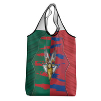 Mexico And Korean Football Grocery Bag Split Flag Golden Trophy Grunge