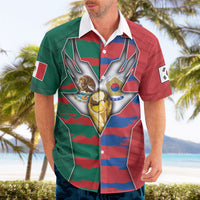 Custom Mexico And Korean Football Hawaiian Shirt Split Flag Golden Trophy Grunge