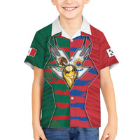 Custom Mexico And Korean Football Kid Hawaiian Shirt Split Flag Golden Trophy Grunge