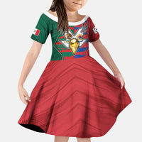 Custom Mexico And Korean Football Kid Short Sleeve Dress Split Flag Golden Trophy Grunge