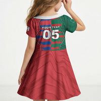 Custom Mexico And Korean Football Kid Short Sleeve Dress Split Flag Golden Trophy Grunge