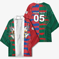 Custom Mexico And Korean Football Kimono Split Flag Golden Trophy Grunge