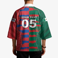 Custom Mexico And Korean Football Kimono Split Flag Golden Trophy Grunge