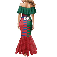 Custom Mexico And Korean Football Mermaid Dress Split Flag Golden Trophy Grunge