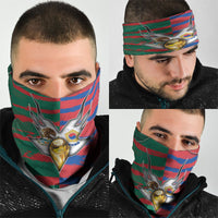 Mexico And Korean Football Neck Gaiter Split Flag Golden Trophy Grunge