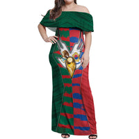 Custom Mexico And Korean Football Off Shoulder Maxi Dress Split Flag Golden Trophy Grunge