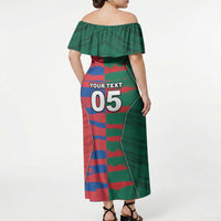 Custom Mexico And Korean Football Off Shoulder Maxi Dress Split Flag Golden Trophy Grunge
