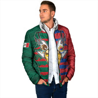 Custom Mexico And Korean Football Padded Jacket Split Flag Golden Trophy Grunge