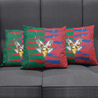 Mexico And Korean Football Pillow Cover Split Flag Golden Trophy Grunge