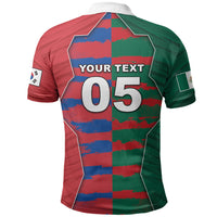 Custom Mexico And Korean Football Polo Shirt Split Flag Golden Trophy Grunge