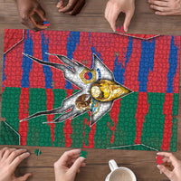 Mexico And Korean Football Puzzle Split Flag Golden Trophy Grunge