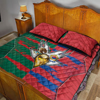 Mexico And Korean Football Quilt Bed Set Split Flag Golden Trophy Grunge