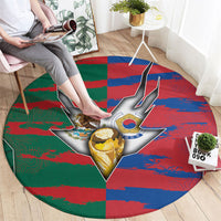 Mexico And Korean Football Round Carpet Split Flag Golden Trophy Grunge