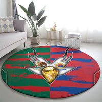 Mexico And Korean Football Round Carpet Split Flag Golden Trophy Grunge