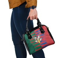 Mexico And Korean Football Shoulder Handbag Split Flag Golden Trophy Grunge