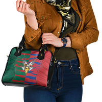 Mexico And Korean Football Shoulder Handbag Split Flag Golden Trophy Grunge