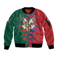 Custom Mexico And Korean Football Sleeve Zip Bomber Jacket Split Flag Golden Trophy Grunge