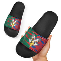 Mexico And Korean Football Slide Sandals Split Flag Golden Trophy Grunge