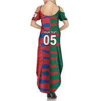Custom Mexico And Korean Football Summer Maxi Dress Split Flag Golden Trophy Grunge