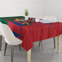 Mexico And Korean Football Tablecloth Split Flag Golden Trophy Grunge