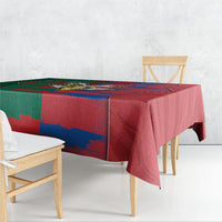 Mexico And Korean Football Tablecloth Split Flag Golden Trophy Grunge