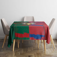Mexico And Korean Football Tablecloth Split Flag Golden Trophy Grunge