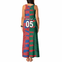 Custom Mexico And Korean Football Tank Maxi Dress Split Flag Golden Trophy Grunge
