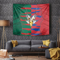 Mexico And Korean Football Tapestry Split Flag Golden Trophy Grunge