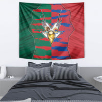 Mexico And Korean Football Tapestry Split Flag Golden Trophy Grunge