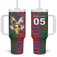 Custom Mexico And Korean Football Tumbler With Handle Split Flag Golden Trophy Grunge