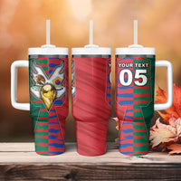 Custom Mexico And Korean Football Tumbler With Handle Split Flag Golden Trophy Grunge