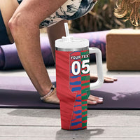 Custom Mexico And Korean Football Tumbler With Handle Split Flag Golden Trophy Grunge