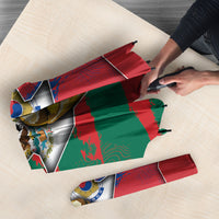Mexico And Korean Football Umbrella Split Flag Golden Trophy Grunge
