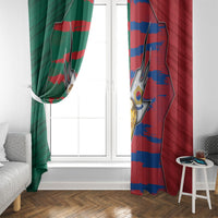 Mexico And Korean Football Window Curtain Split Flag Golden Trophy Grunge