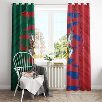 Mexico And Korean Football Window Curtain Split Flag Golden Trophy Grunge