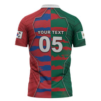Custom Mexico And Korean Football Zipper Polo Shirt Split Flag Golden Trophy Grunge