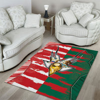 USA And Mexico Football Area Rug Split Flag Golden Trophy Grunge