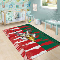 USA And Mexico Football Area Rug Split Flag Golden Trophy Grunge