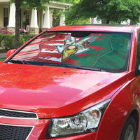 USA And Mexico Football Auto Sun Shade Split Flag Golden Trophy Grunge