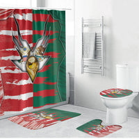 USA And Mexico Football Bathroom Set Split Flag Golden Trophy Grunge