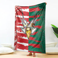 USA And Mexico Football Blanket Split Flag Golden Trophy Grunge