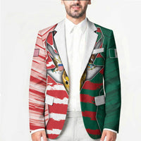 Custom USA And Mexico Football Blazer Split Flag Golden Trophy Grunge