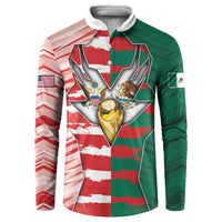 Custom USA And Mexico Football Button Sweatshirt Split Flag Golden Trophy Grunge