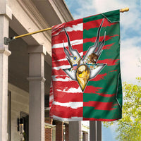USA And Mexico Football Garden Flag Split Flag Golden Trophy Grunge