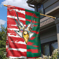 USA And Mexico Football Garden Flag Split Flag Golden Trophy Grunge
