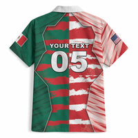 Custom USA And Mexico Football Hawaiian Shirt Split Flag Golden Trophy Grunge