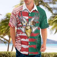 Custom USA And Mexico Football Hawaiian Shirt Split Flag Golden Trophy Grunge