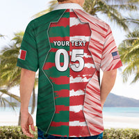 Custom USA And Mexico Football Hawaiian Shirt Split Flag Golden Trophy Grunge